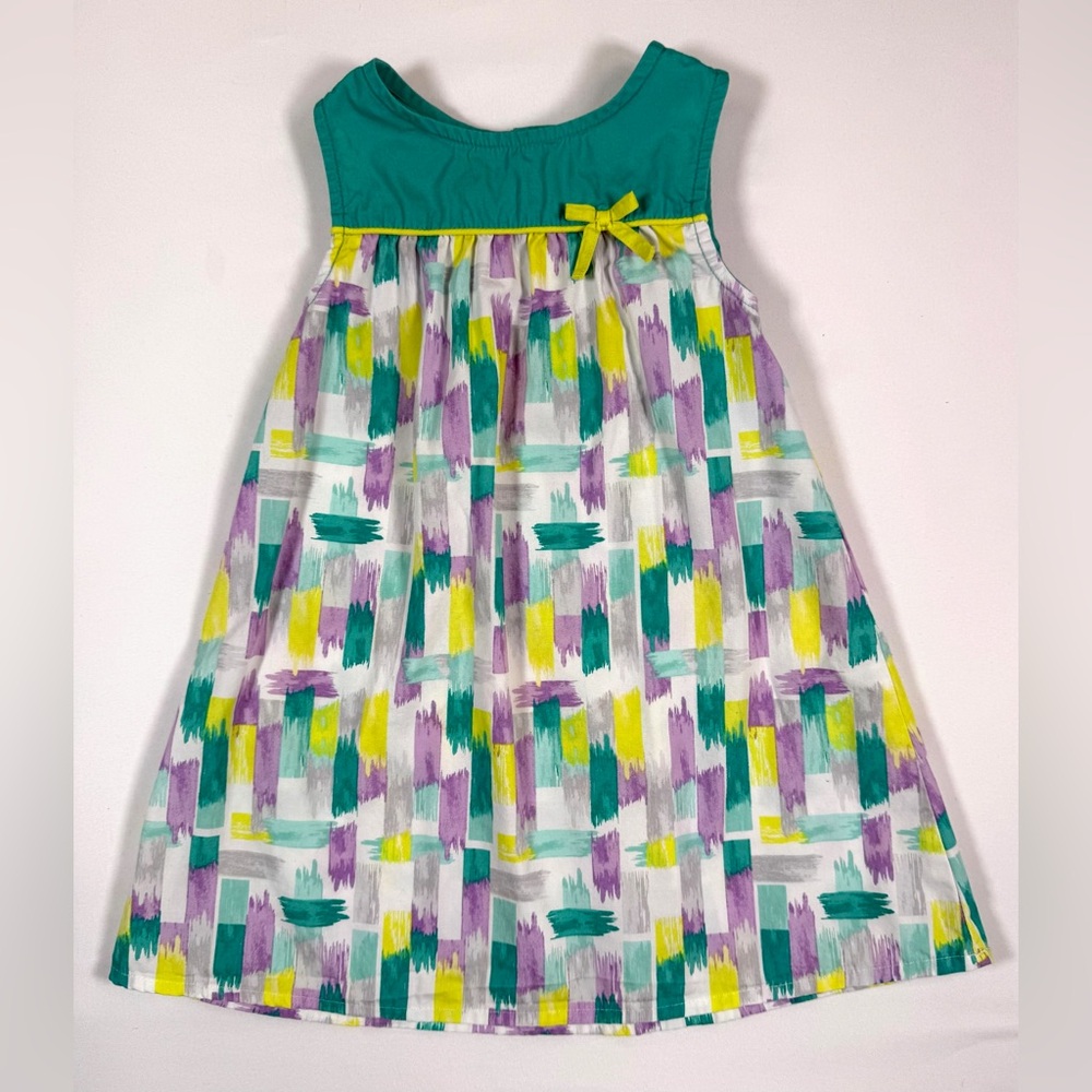 GYMBOREE Toddler Girls' Painting Pals Line Teal Brushstrokes Shift Dress Size 2T